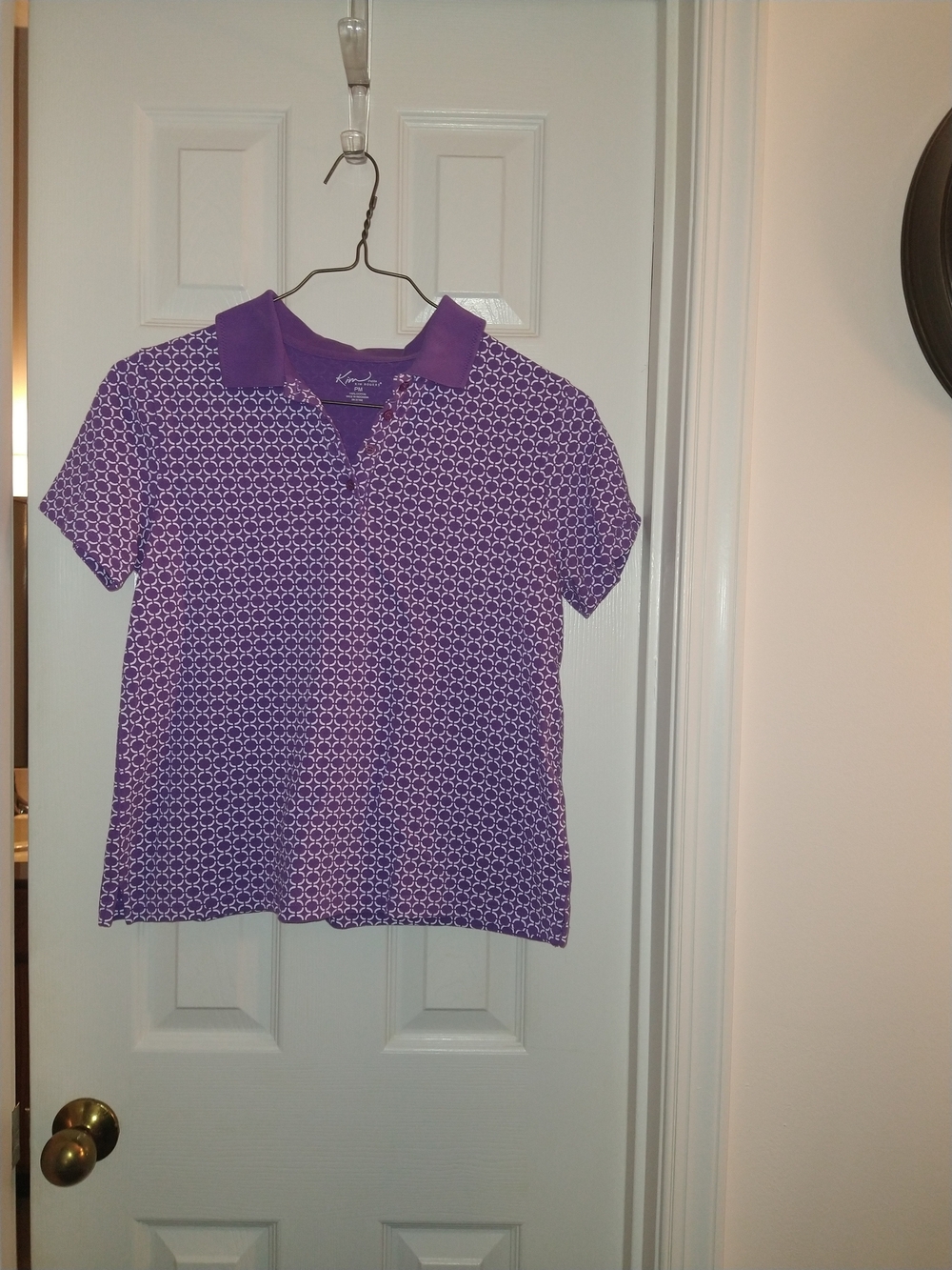 Kim Rogers Purple Geometric Polo Top